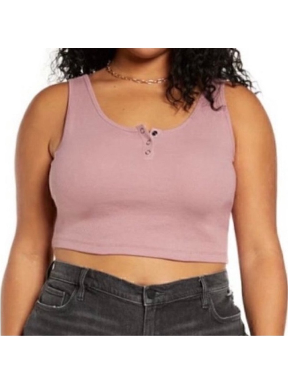 New BP Nordstrom Rib Crop Henley Tank In Pink Nostalgia Size 4X